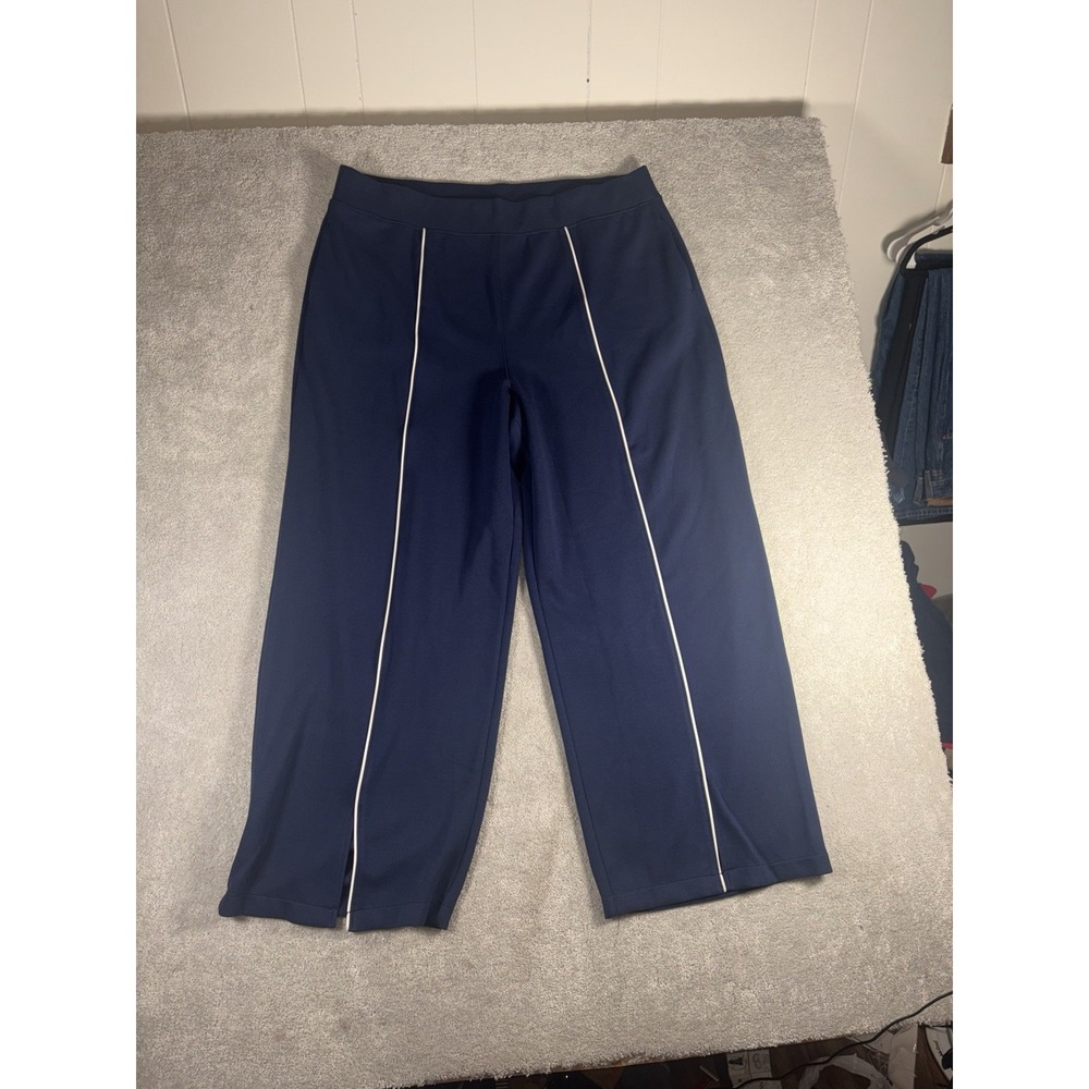 Spanx Air Essentials Airpique Straight Track Pant Navy 3x NWT Front Slit Pockets
